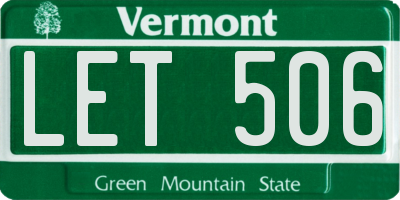 VT license plate LET506