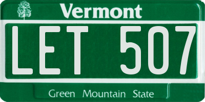 VT license plate LET507