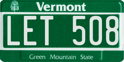 VT license plate LET508
