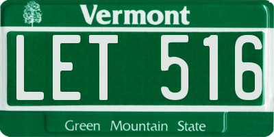 VT license plate LET516