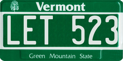 VT license plate LET523