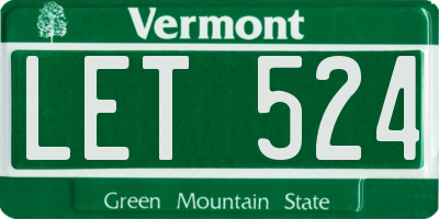 VT license plate LET524