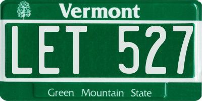 VT license plate LET527