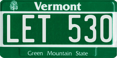 VT license plate LET530