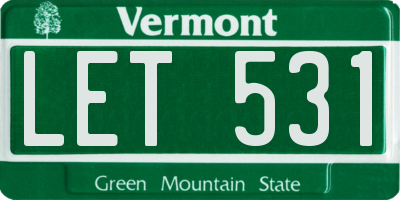 VT license plate LET531