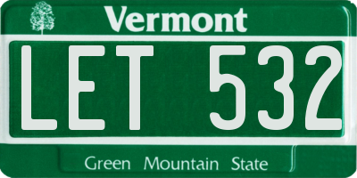 VT license plate LET532