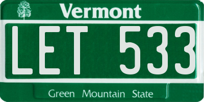 VT license plate LET533