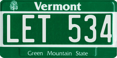 VT license plate LET534