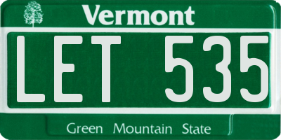 VT license plate LET535