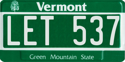VT license plate LET537