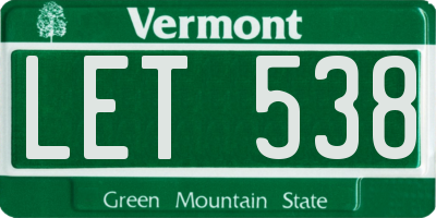VT license plate LET538