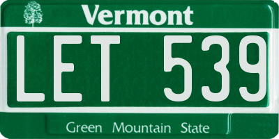 VT license plate LET539