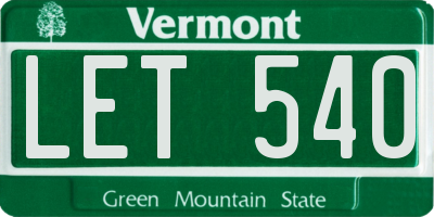 VT license plate LET540