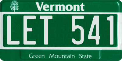 VT license plate LET541