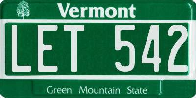 VT license plate LET542