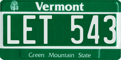 VT license plate LET543