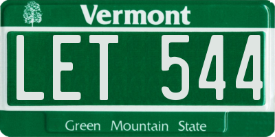 VT license plate LET544