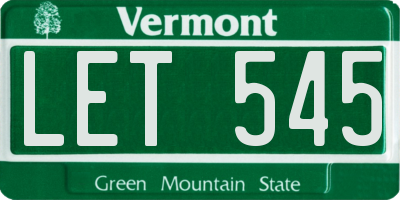 VT license plate LET545