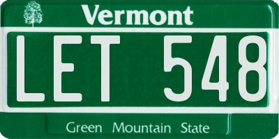 VT license plate LET548