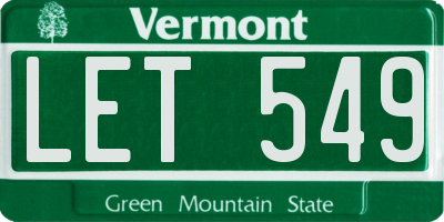 VT license plate LET549