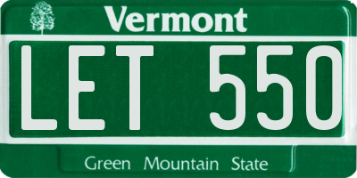 VT license plate LET550