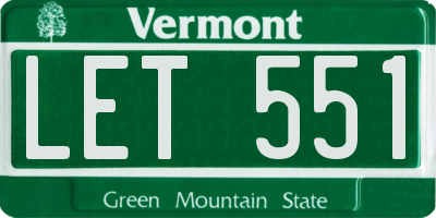 VT license plate LET551