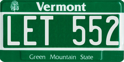 VT license plate LET552