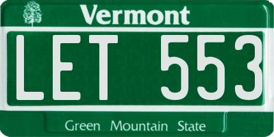 VT license plate LET553