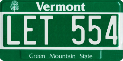 VT license plate LET554