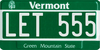 VT license plate LET555
