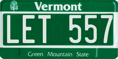 VT license plate LET557