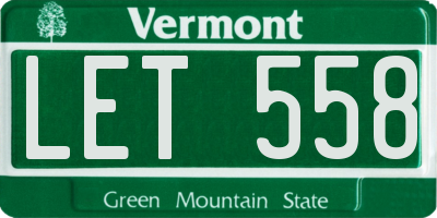 VT license plate LET558