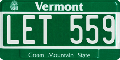 VT license plate LET559