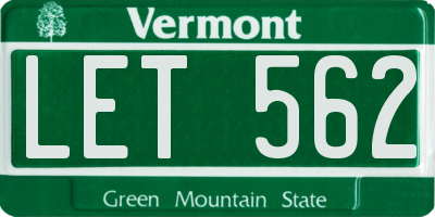 VT license plate LET562