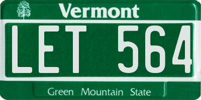 VT license plate LET564