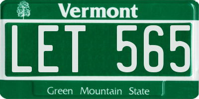 VT license plate LET565