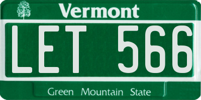 VT license plate LET566