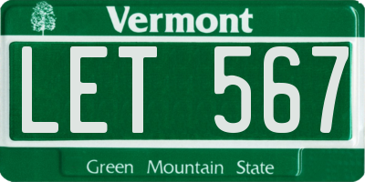 VT license plate LET567