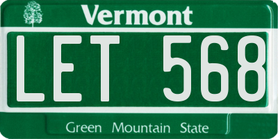 VT license plate LET568