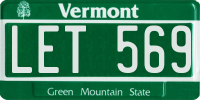 VT license plate LET569