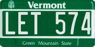 VT license plate LET574