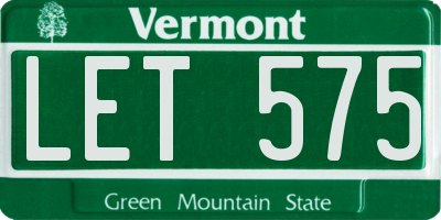 VT license plate LET575
