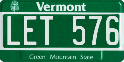 VT license plate LET576