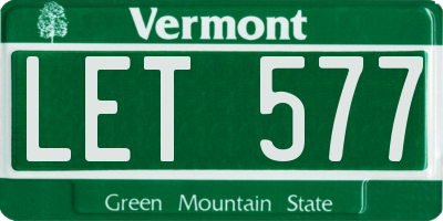 VT license plate LET577