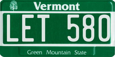 VT license plate LET580