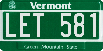 VT license plate LET581