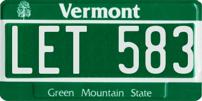 VT license plate LET583