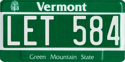 VT license plate LET584