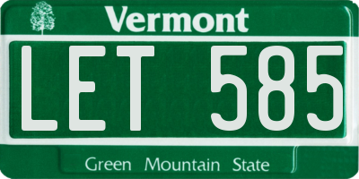 VT license plate LET585