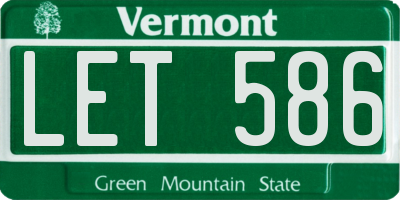 VT license plate LET586